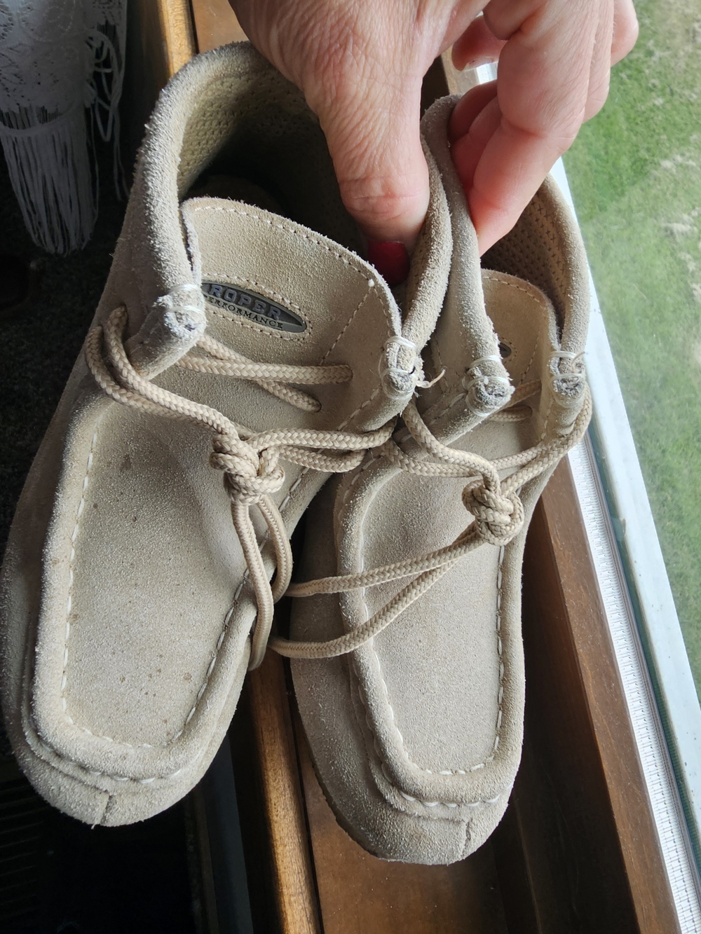 Roper Gum Sole Kids Suede Moccasins in Tan